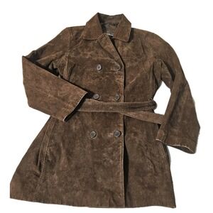 OUTBROOK Women's 100% Suede Leather JACKET 8/10 Belt 6-Button